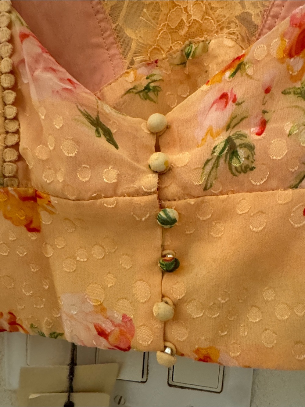 Dark Pink , Peach Floral crop top - Picture 5 of 9